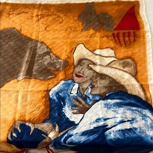 EUC Rockmount Ranch Wear large 100% silk western art limited edition scarf